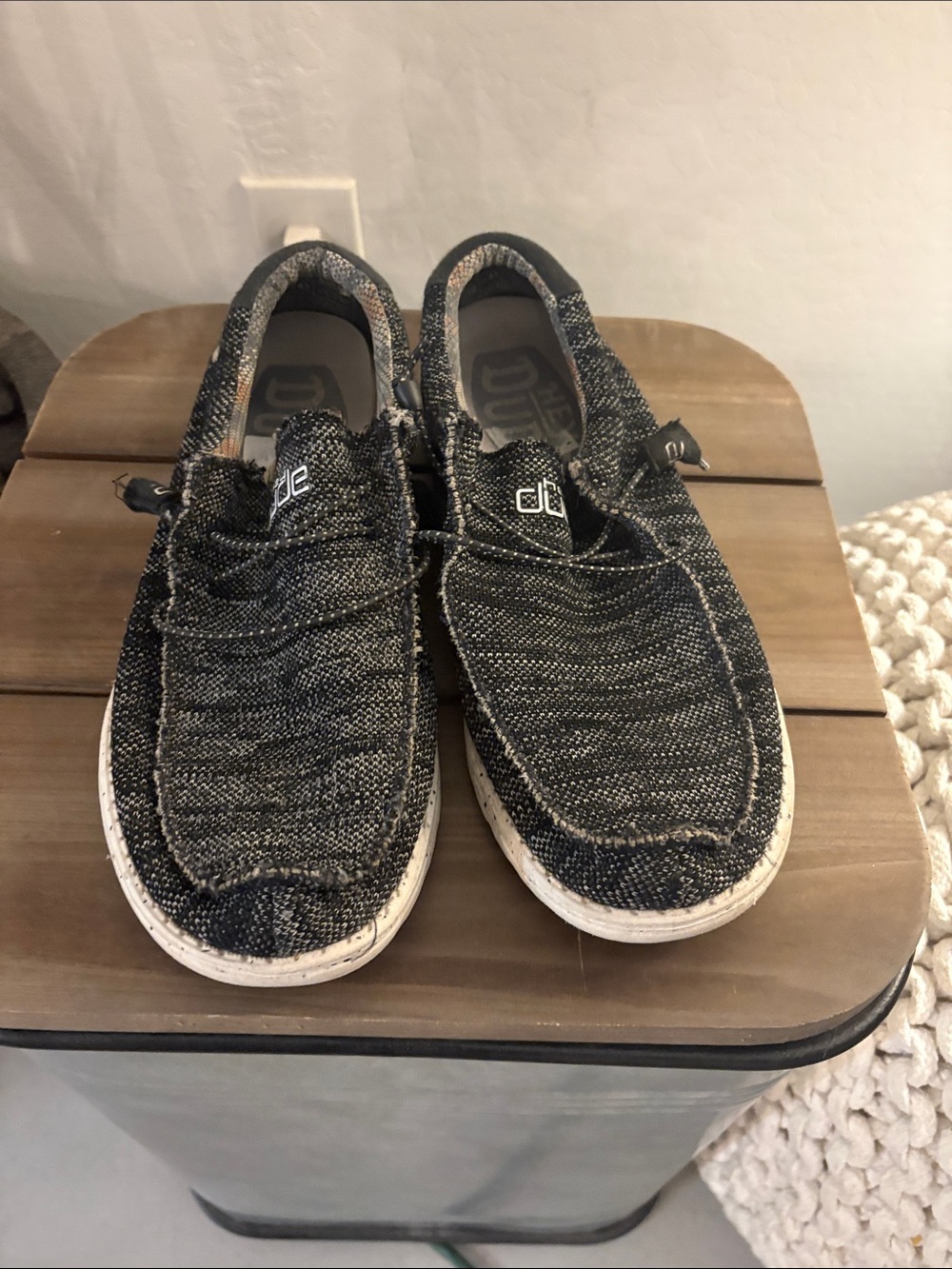 Hey Dude mens Slip-On Sneakers in Black and White